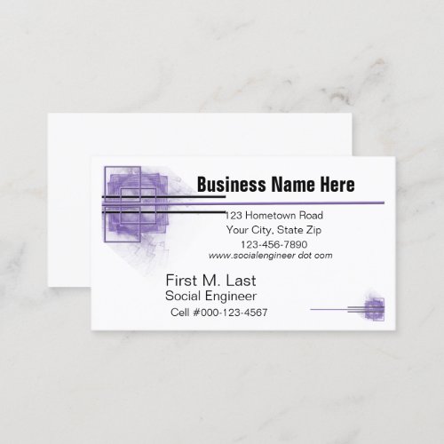 Purple Block  Line Artwork Generic  Business Card