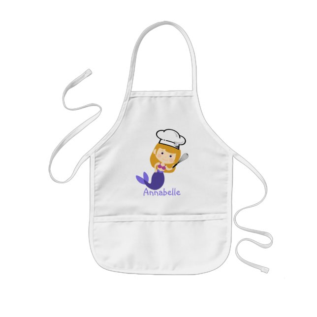 Purple Blond Mermaid Chef Personalize  Kids' Apron (Front)