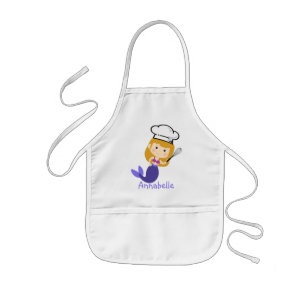 Purple Blonde Mermaid Chef Personalize  Kids' Apron