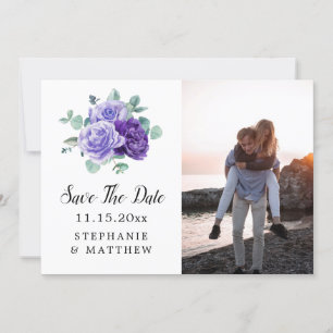 Purple Bloom Eucalyptus Botanical Photo Wedding Save The Date