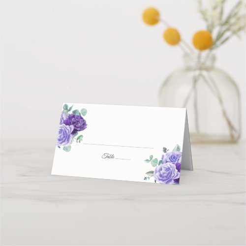 Purple Bloom Eucalyptus Botanical Wedding Place Card