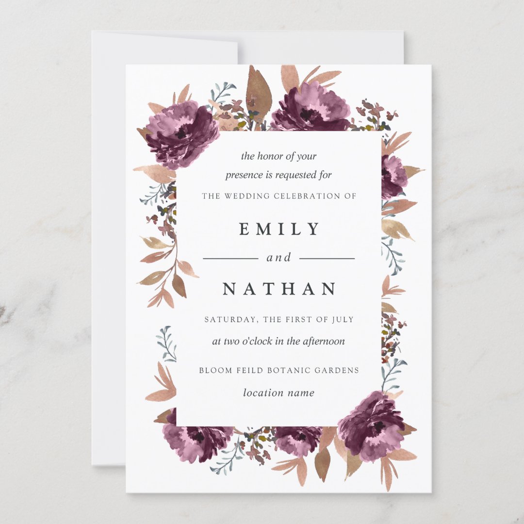 Purple Bloom Watercolor Wedding Invitation | Zazzle