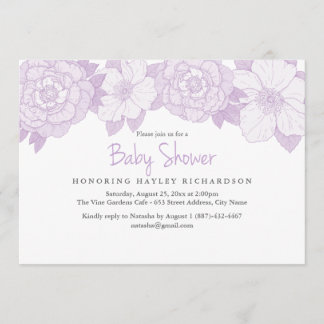 Purple Blooming Baby Shower Invitation