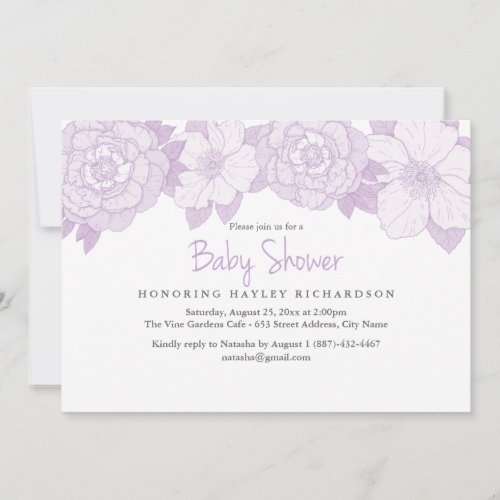 Purple Blooming Baby Shower Invitation