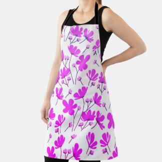 Purple Blooming Flower Apron