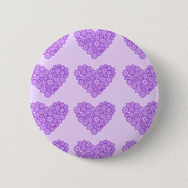 Purple blooming flowers hearts button (Front)