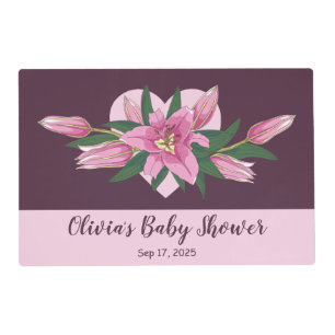 Purple Blooming Lilies Baby Shower  Placemat