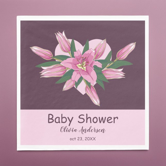 Purple Blooming Lily Baby Shower/Happy Birthday Napkins (Purple Blooming Lily Baby Shower/Happy Birthday Napkins)