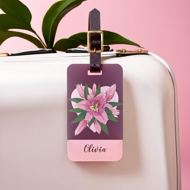 Purple Blooming Lily Sweet Heart Luggage Tag (Purple Blooming Lily Sweet Heart Luggage Tag)