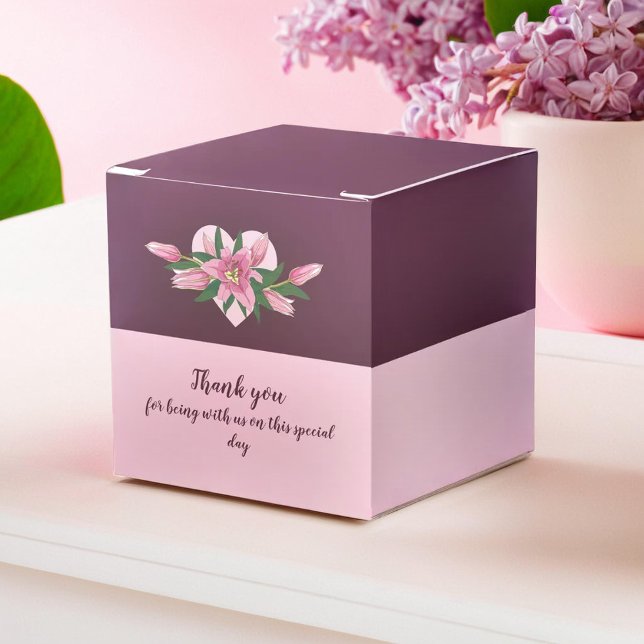 Purple Blooming Lily Thank you/ Happy Birthday  Favor Boxes (Purple Blooming Lily Thank you/ Happy Birthday Favor Boxes)