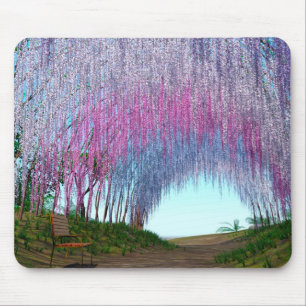 Purple Blooming Weeping Willow Tree Mouse Pad