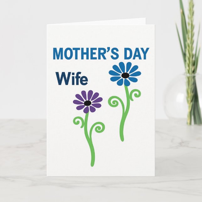 Purple Blooms Mothers Day Wife Card (Front)