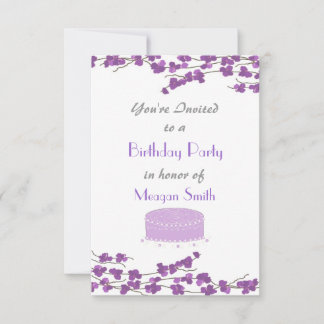 Purple Blossom Birthday Party Invitation