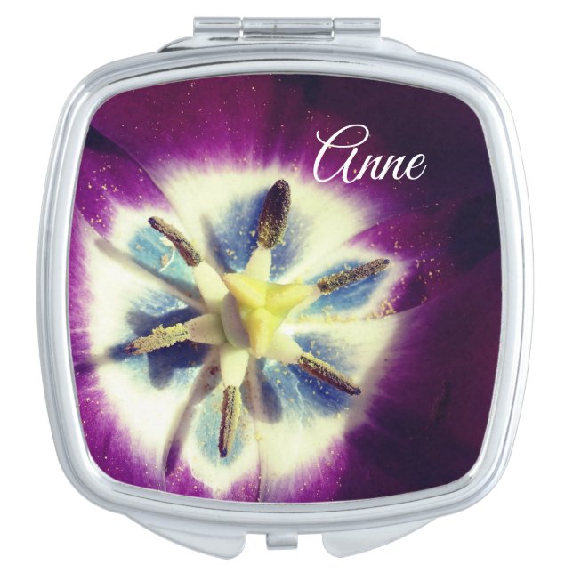 Purple Blossom Close-up photo compact mirror (Front)