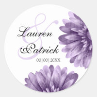 Purple Blossom Daisy Save Date Wedding Classic Round Sticker