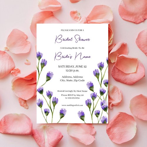 Purple Blossom Floral Bridal Shower Invitation
