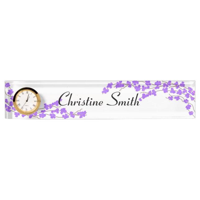 Purple Blossoms Desk Name Plate (Front)