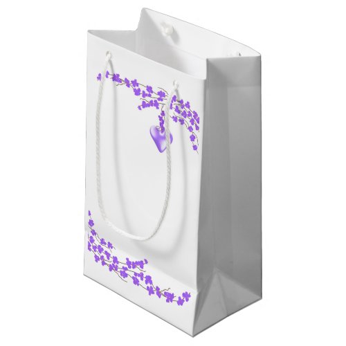 Purple Blossoms Heart Accent Small Gift Bag