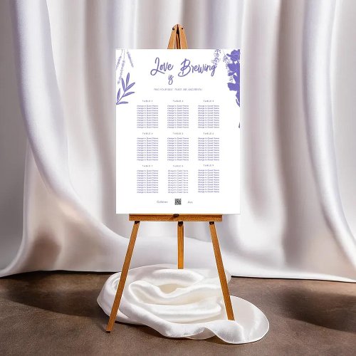 Purple Blossoms love is brewing seating chart Foam Board
