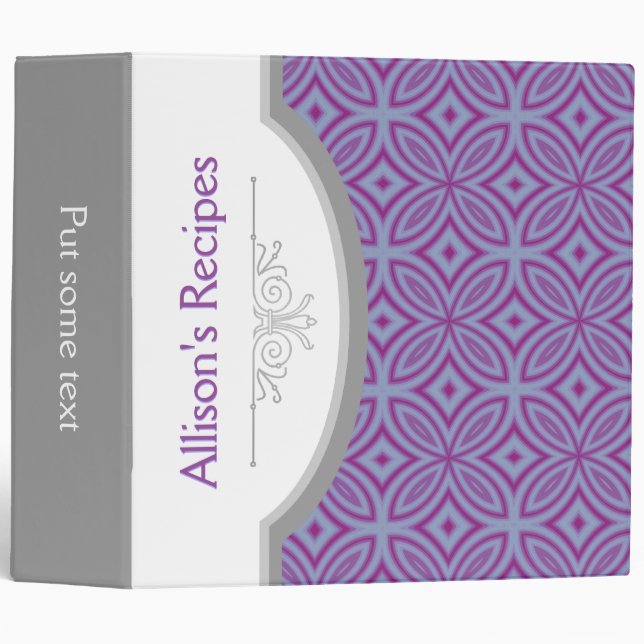 Purple, blue abstrac geometric pattern with frame binder (Front/Spine)