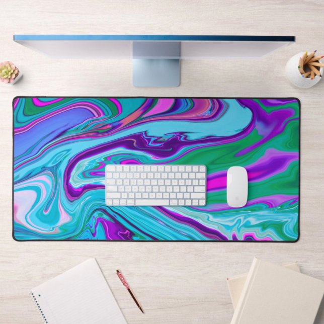 Purple Blue Abstract Playful Marble Design Name Desk Mat (Creator Uploaded)