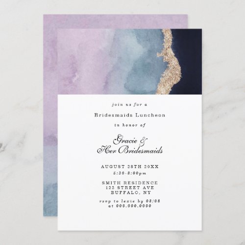 Purple Blue Agate Bridesmaids Luncheon Invites