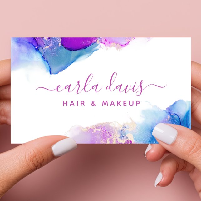 Purple Blue Alcohol Ink Business Card (Creator Uploaded)