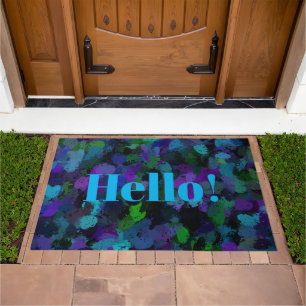 Purple, Blue and Black Abstract  Doormat