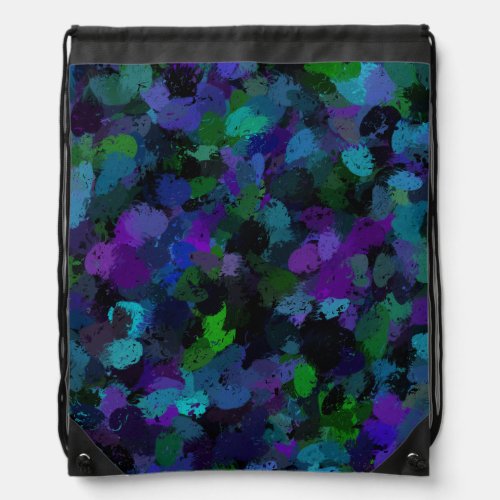 Purple Blue and Black Abstract  Drawstring Bag