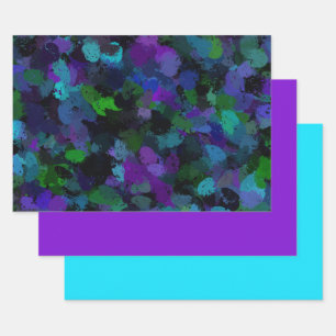 Purple, Blue and Black Abstract  Wrapping Paper Sheets