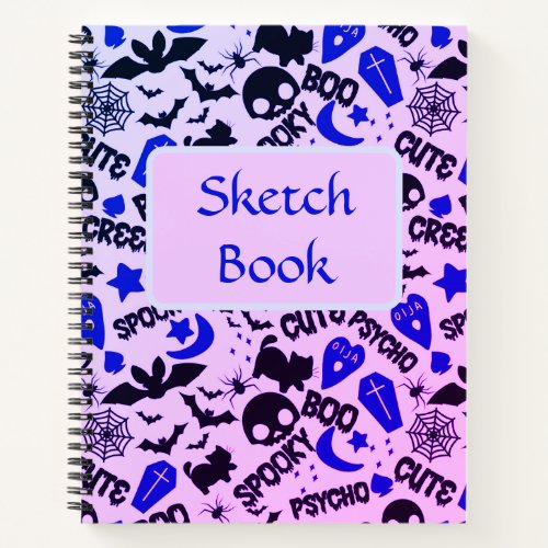 Purple Blue and Black Halloween Sketch Book