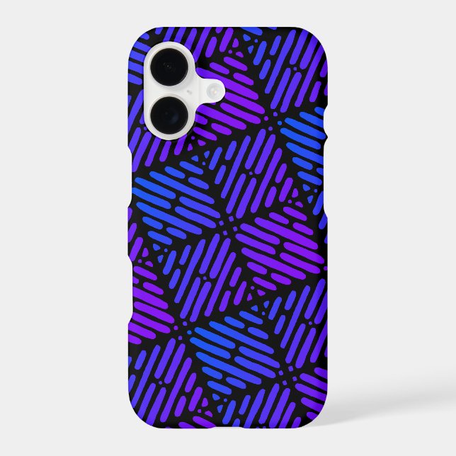 Purple, Blue and Black Line Pattern Iphone Case (Back)
