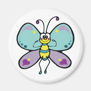 Purple, Blue and Funny Butterfly Magnet