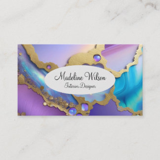 Purple, Blue, and Gold Background Business Card