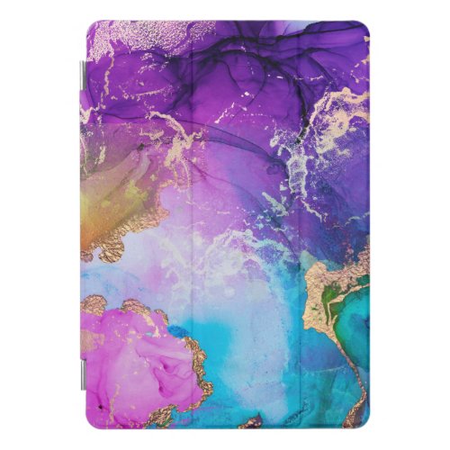 Purple Blue And Gold Metallic Abstract Watercolor iPad Pro Cover