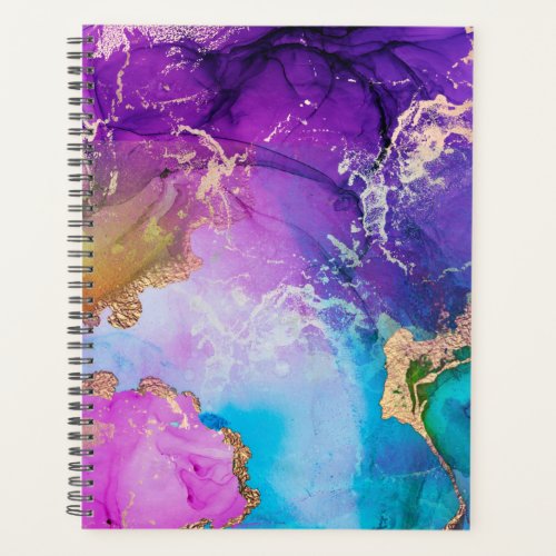 Purple Blue And Gold Metallic Abstract Watercolor Planner