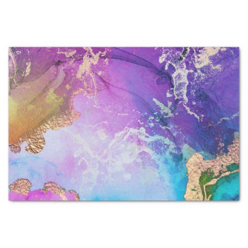 Purple Blue And Gold Metallic Abstract Watercolor Tissue Paper