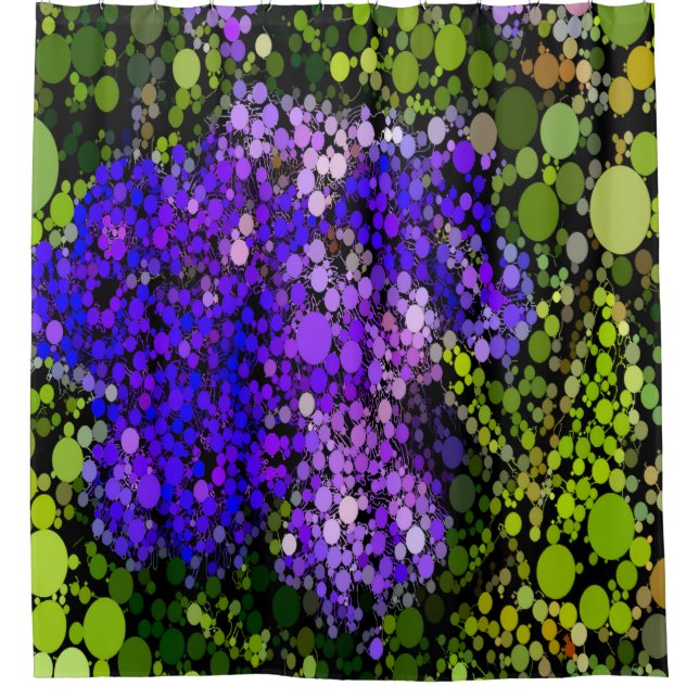 Purple, Blue and Green Abstract Shower Curtain (Front)