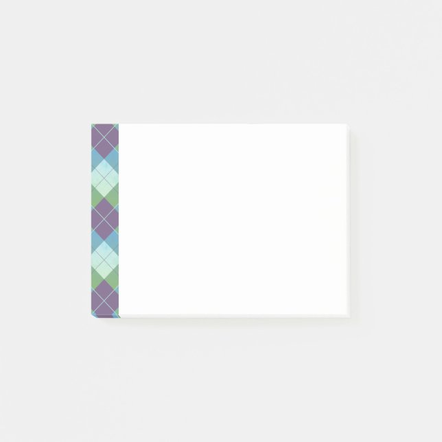 Purple Blue and Green Argyle Style Plaid Post-it Notes (Front)