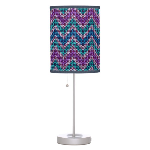 Purple Blue And Green Chevron With Glitter Table Lamp