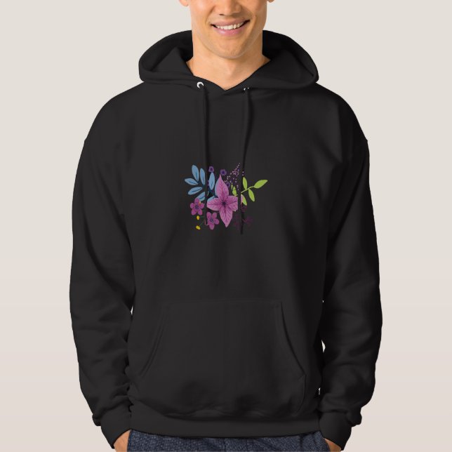 Purple Blue and Green Flower Art Hoodie (Front)