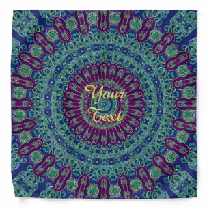 Purple, Blue and Green Mandala Bandana