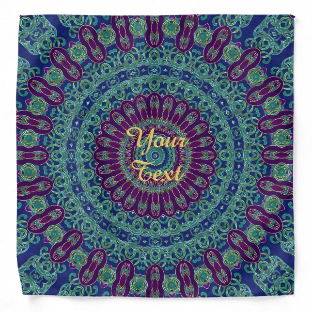 Purple, Blue and Green Mandala Bandana (Front)