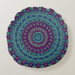 Purple, Blue And Green Mandala Round Pillow at Zazzle