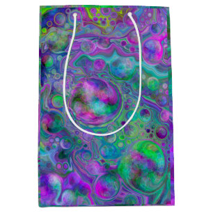 Purple, Blue and Green Marble Fluid Art Medium Gift Bag