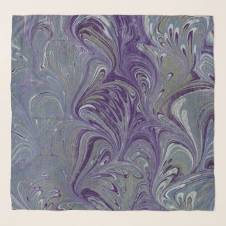 Purple, Blue, and Green Marbled Scarf
