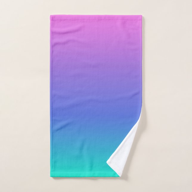 Purple blue and green ombre background bath towel set (Hand Towel)
