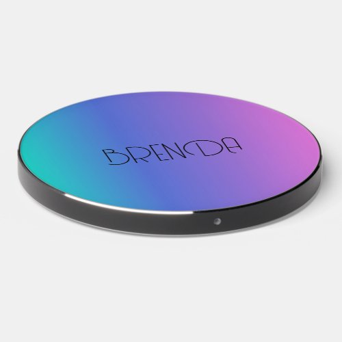 Purple blue and green ombre background wireless charger 