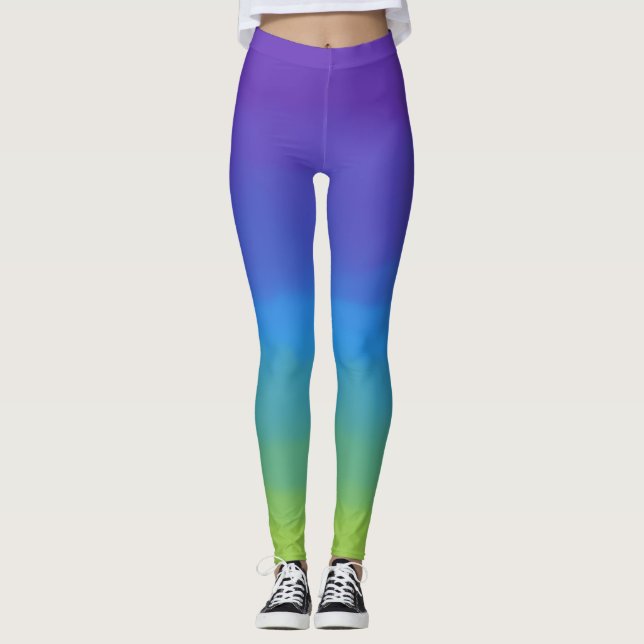 Purple, blue, and green ombre leggings (Front)