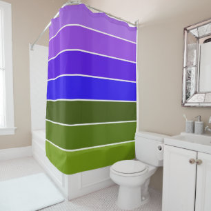 Purple, Blue and Green Stripes Shower Curtain